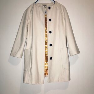 Old Navy Cream Wool Blend Pea Coat Winter Jacket Off-White Button Up Size XS